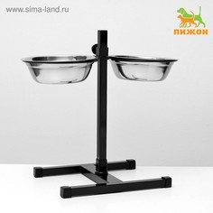 Подставка с мисками, 2 х 1 л, высота 40 см, разборная, черная Пижон