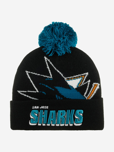 Шапка с помпоном MITCHELL NESS KTPCDX22016-SJSBLCK San Jose Sharks NHL (черный), Черный Mitchell&Ness