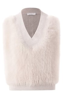 Кашемировый жилет с отделкой из меха козы Brunello Cucinelli