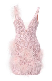 Платье с отделкой перьями Speranza Couture