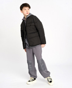 Бомбер детский демисезонный оверсайз черный Button Blue