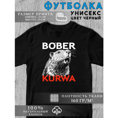 Футболка Бобр мем, 1 шт., размер L, черный Без бренда