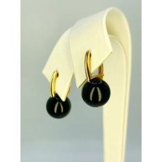 Серьги двусторонние Злато Кострома, серебро, 925 проба, золочение, агат, размер 12 мм, длина 1.7 см, , золотистый Argentum