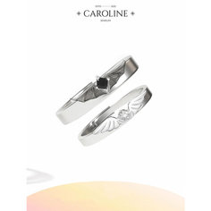 Кольцо Caroline Jewelry, эмаль, кристалл, безразмерное, серебряный, черный, белый