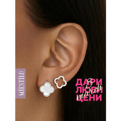 Серьги с подвесками MIESTILO, серебро, 925 проба, родирование, перламутр, длина 1.3 см, , серый, белый, серебристый