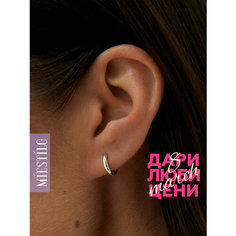 Серьги конго MIESTILO, серебро, 925 проба, родирование, размер 7 мм, длина 1 см, , серебристый