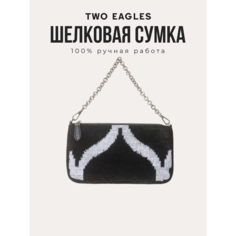 Сумка кросс-боди TWO EAGLES, фактура бархатистая, черный, белый