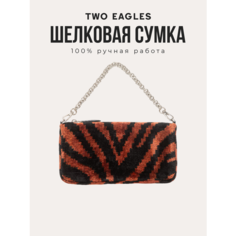 Сумка кросс-боди TWO EAGLES, фактура бархатистая, коричневый, черный