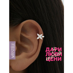 Серьги MIESTILO, серебро, 925 проба, родирование, фианит, длина 1 см, , серебристый