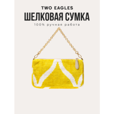 Сумка кросс-боди TWO EAGLES, фактура бархатистая, белый, желтый
