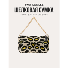 Сумка кросс-боди TWO EAGLES, фактура бархатистая, бежевый, коричневый, черный, желтый