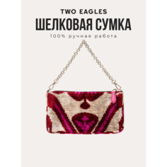 Сумка кросс-боди TWO EAGLES, фактура бархатистая, бежевый, розовый, бордовый, красный