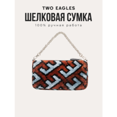 Сумка кросс-боди TWO EAGLES, фактура бархатистая, коричневый, черный, голубой