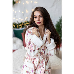 Халат домашний теплый женский с капюшоном на запах, размер XL, цветы Comfort Fashion