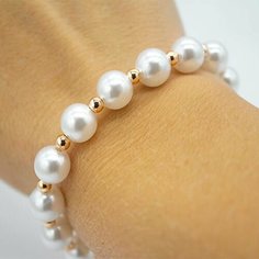 Браслет FJ Fallon Jewelry, жемчуг имитация, размер 19 см, золотой