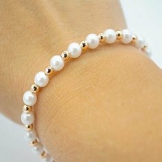 Браслет FJ Fallon Jewelry, жемчуг имитация, размер 20 см, золотой