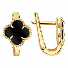 Серьги Diamant online, красное золото, 585 проба, оникс, длина 1.5 см, , черный