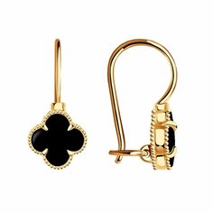 Серьги Diamant online, красное золото, 585 проба, оникс, длина 1.5 см, , черный