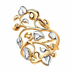 Кольцо Diamant online, серебро, 925 проба, золочение, размер 18