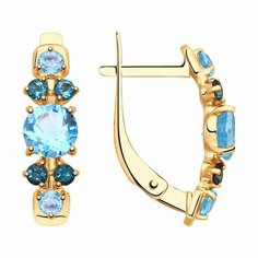 Серьги Diamant online, красное золото, 585 проба, Лондон топаз, топаз, длина 1.6 см, , голубой