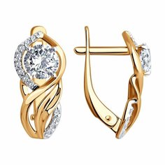 Серьги Diamant online, красное золото, 585 проба, фианит, длина 1.6 см, , прозрачный