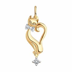 Подвеска Diamant online, красное золото, 585 проба, фианит, бесцветный