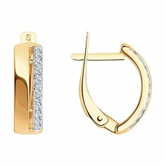 Серьги Diamant online, красное золото, 585 проба, фианит, длина 1.3 см, , прозрачный