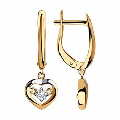 Серьги Diamant online, красное золото, 585 проба, фианит, длина 2.8 см, , прозрачный