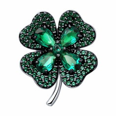 Брошь Diamant online, серебро, 925 проба, фианит, , зеленый