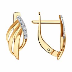 Серьги Diamant online, красное золото, 585 проба, фианит, длина 1.7 см, , прозрачный