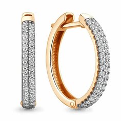 Серьги конго Diamant online, серебро, 925 проба, золочение, фианит, размер 17 мм, длина 2 см, , прозрачный