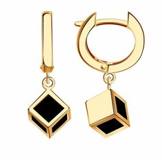 Серьги Diamant online, красное золото, 585 проба, оникс, длина 2.3 см, , черный