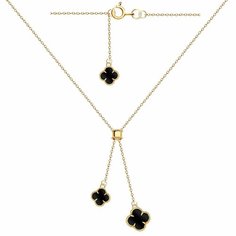 Колье Diamant online, красное золото, 585 проба, оникс, длина 45 см., черный