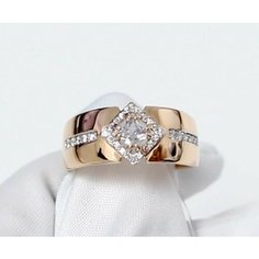 Кольцо Diamant online, красное золото, 585 проба, фианит, размер 18, прозрачный