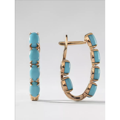Серьги KAPLI jewelry, серебро, 925 проба, золочение, бирюза, размер 20 мм, длина 2.5 см, , розовый