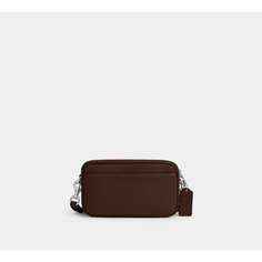Сумка кросс-боди Coach, фактура зернистая, коричневый