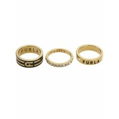 Кольцо FURLA, кристалл, размер 16.5, золотистый/черный