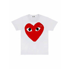 Футболка Comme des Garcons PLAY Large Red Heart, размер M, белый