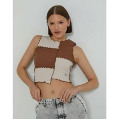 Топ Gloria Jeans Ready! Steady! Go!, размер 18+/170, мультиколор, коричневый