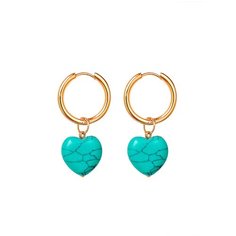 Серьги с подвесками, конго Strekoza Collection, бирюза, размер 21 мм, бирюзовый/золотой