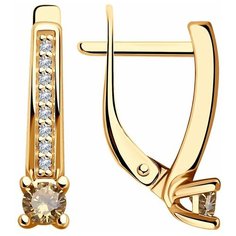 Серьги Diamant, серебро, 925 проба, золочение, фианит, размер 16 мм, длина 1.6 см