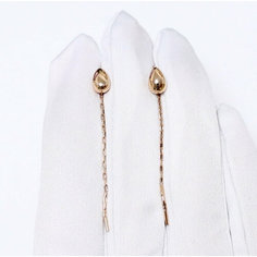 Серьги цепочки Diamant online, красное золото, 585 проба, длина 4.5 см