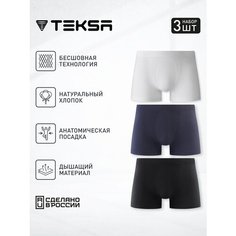 Трусы Teksa 3 пары, комплект из 3 шт., размер L, черный, синий, белый