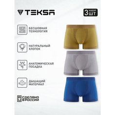 Трусы Teksa 3 пары, комплект из 3 шт., размер S, желтый, синий, серый
