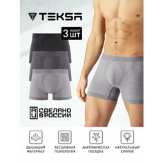 Трусы Teksa 3 пары, комплект из 3 шт., размер 2XL, серый
