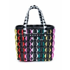 Сумка тоут Marni, фактура плетеная, черный