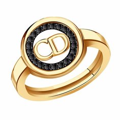 Кольцо Diamant online, красное золото, 585 проба, фианит, размер 17.5, черный