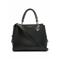 Сумка тоут EMPORIO ARMANI, фактура зернистая, черный