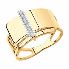 Кольцо дорожка Diamant online, красное золото, 585 проба, фианит, размер 19, прозрачный