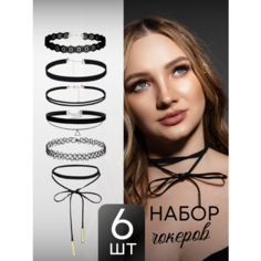 Чокер DRAKON IRG, 6 шт., длина 30 см, черный с золотом
